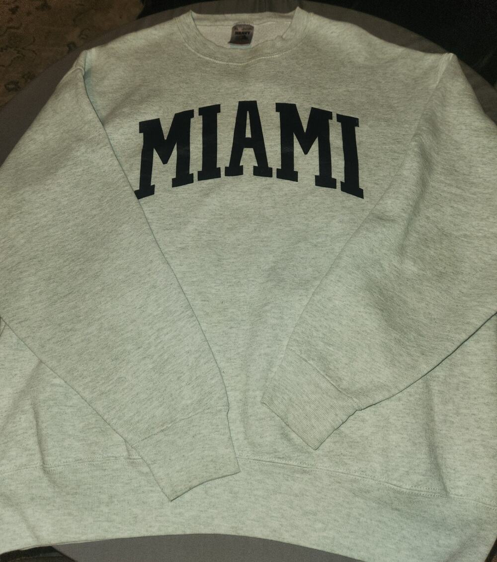 Vintage Oversized Unisex Heavy Fruit Of The Loom Miami Grey Xl Sweatshirt